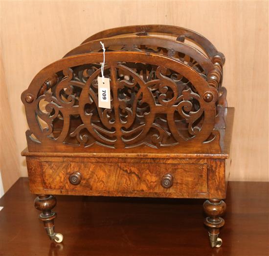 A Victorian walnut two-division music canterbury W.51cm